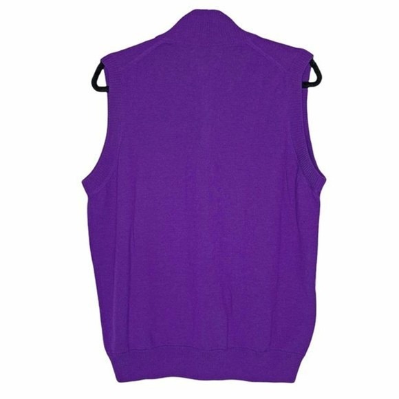 Thomas Dean LSU Sweater Vest Collegiate Extra Fine Merino Wool 1/4 Zip Medium - Picture 3 of 6